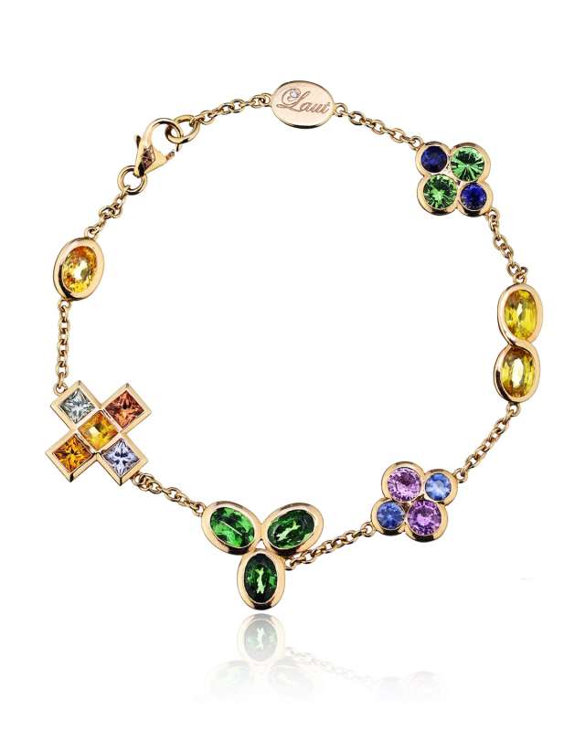 18k Rose Gold Diamond, Sapphire Mix and Tsavorite Bracelet